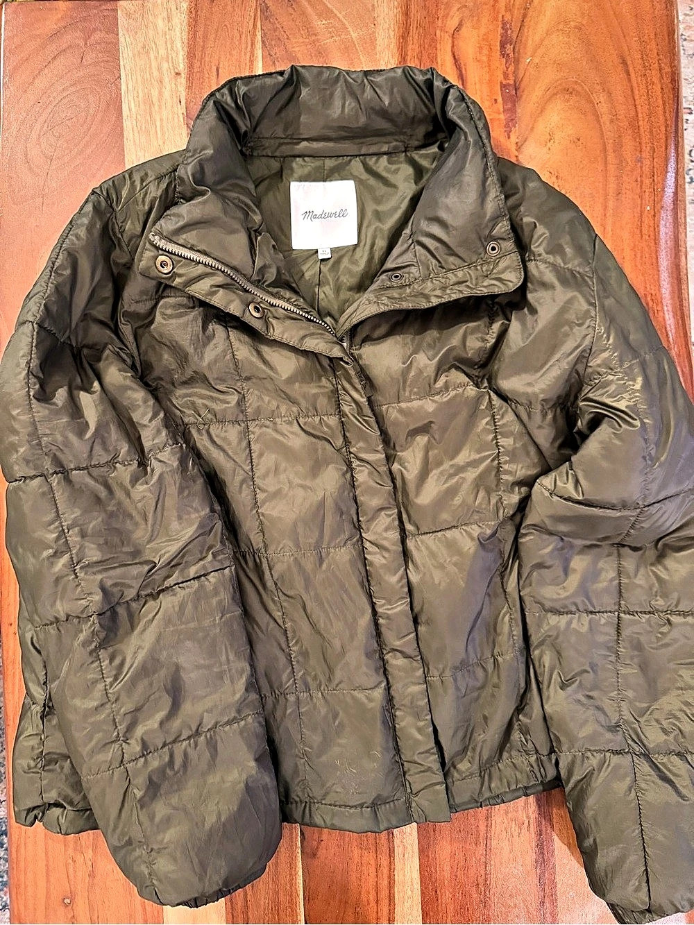 Madewell Quilted Puffer Jacket in Green Size XL